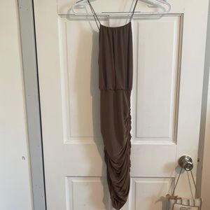 Brown Fitted Dress. Size Small. Stretchy. Never Worn. Cross back.